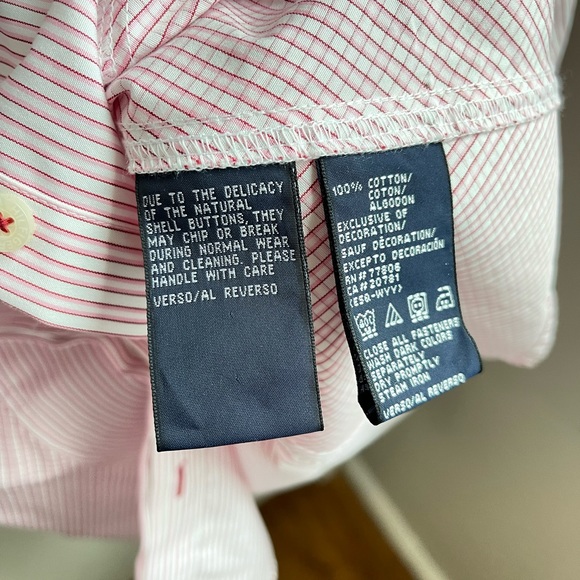 NWT Hilfiger 100% Cotton Light Pink Stripe Button Down Shirt - Picture 9 of 9